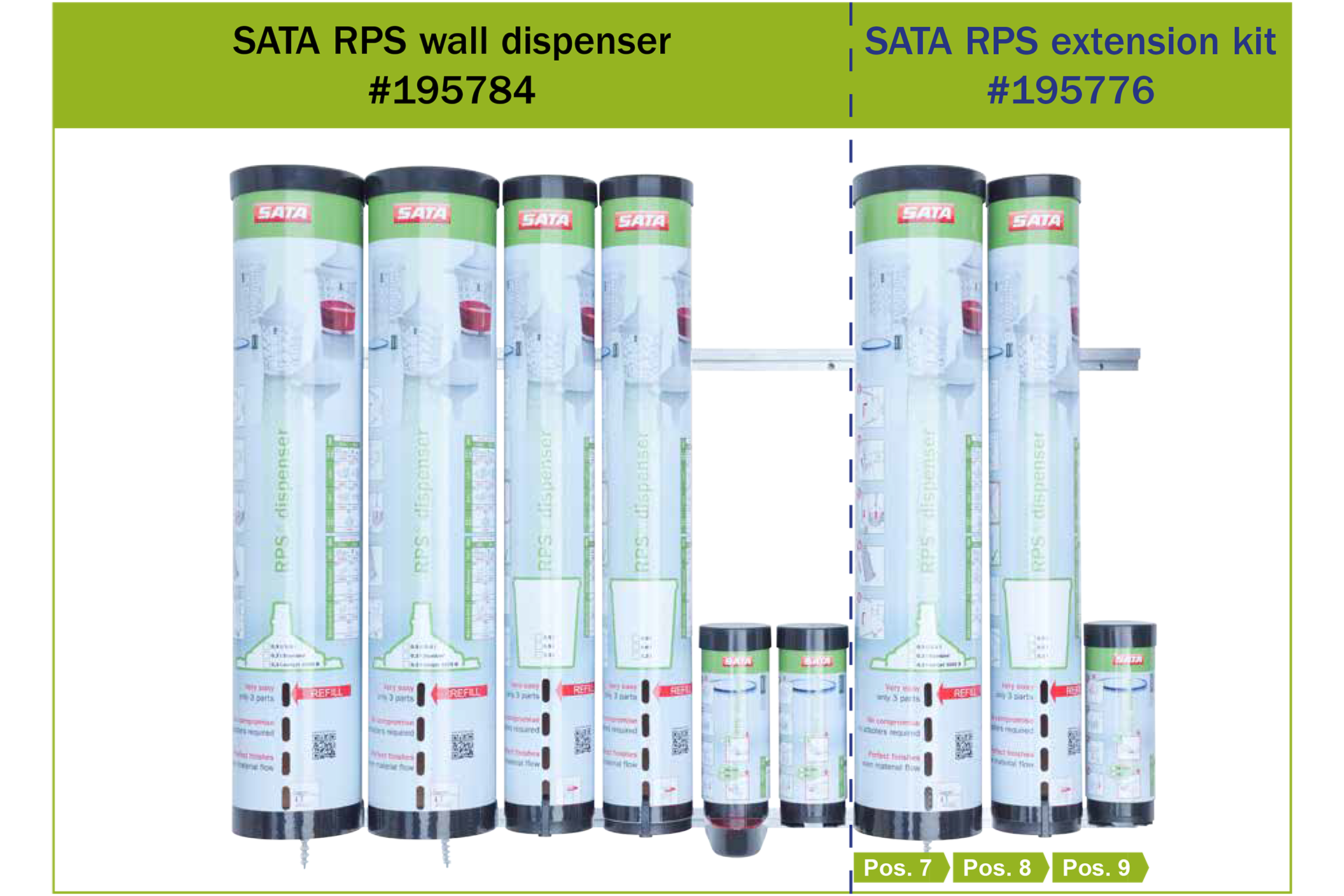 195784 SATA wall dispenser mit 19577 SATA extension kit