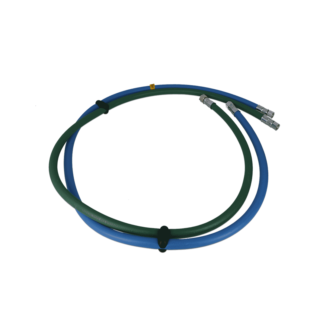 SATA Schlauchpaar, 2× Ø 9 mm 1,5 m lang G3/8" und G1/2" Material, G1/4" Luft Innengewinde