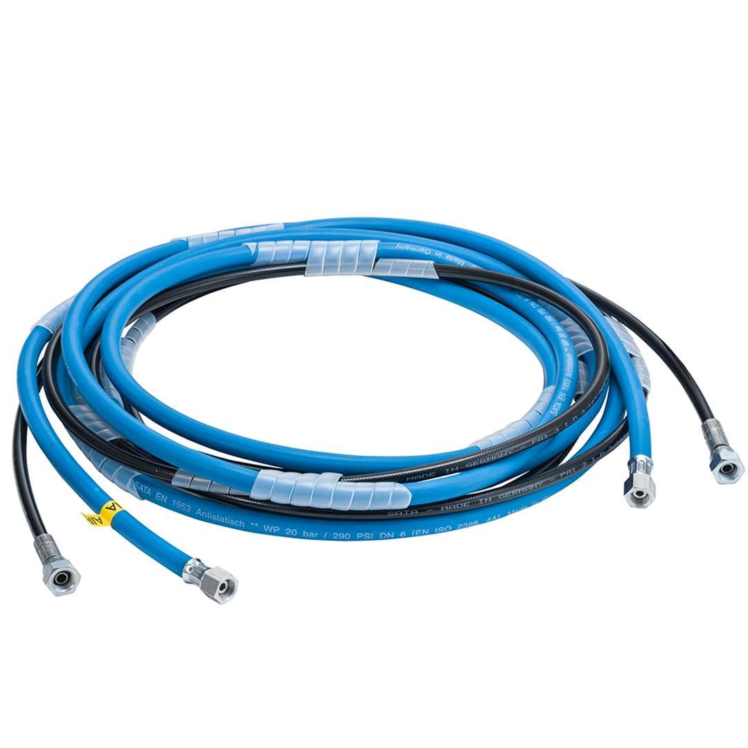 SATA Schlauchpaar, 1× Ø 6 mm, 1× Ø 4 mm 5 m lang G1/4" für SATA spray mix