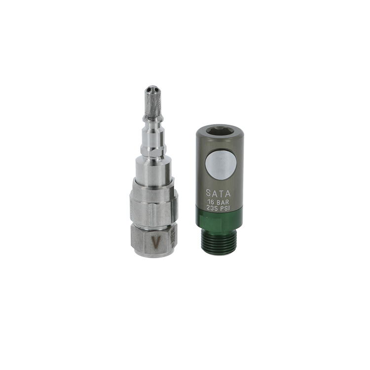 SATA Materialkupplung G 3/8" Außengewinde mit Stecknippel G 3/8" Innengewinde u. Sieb 60 msh