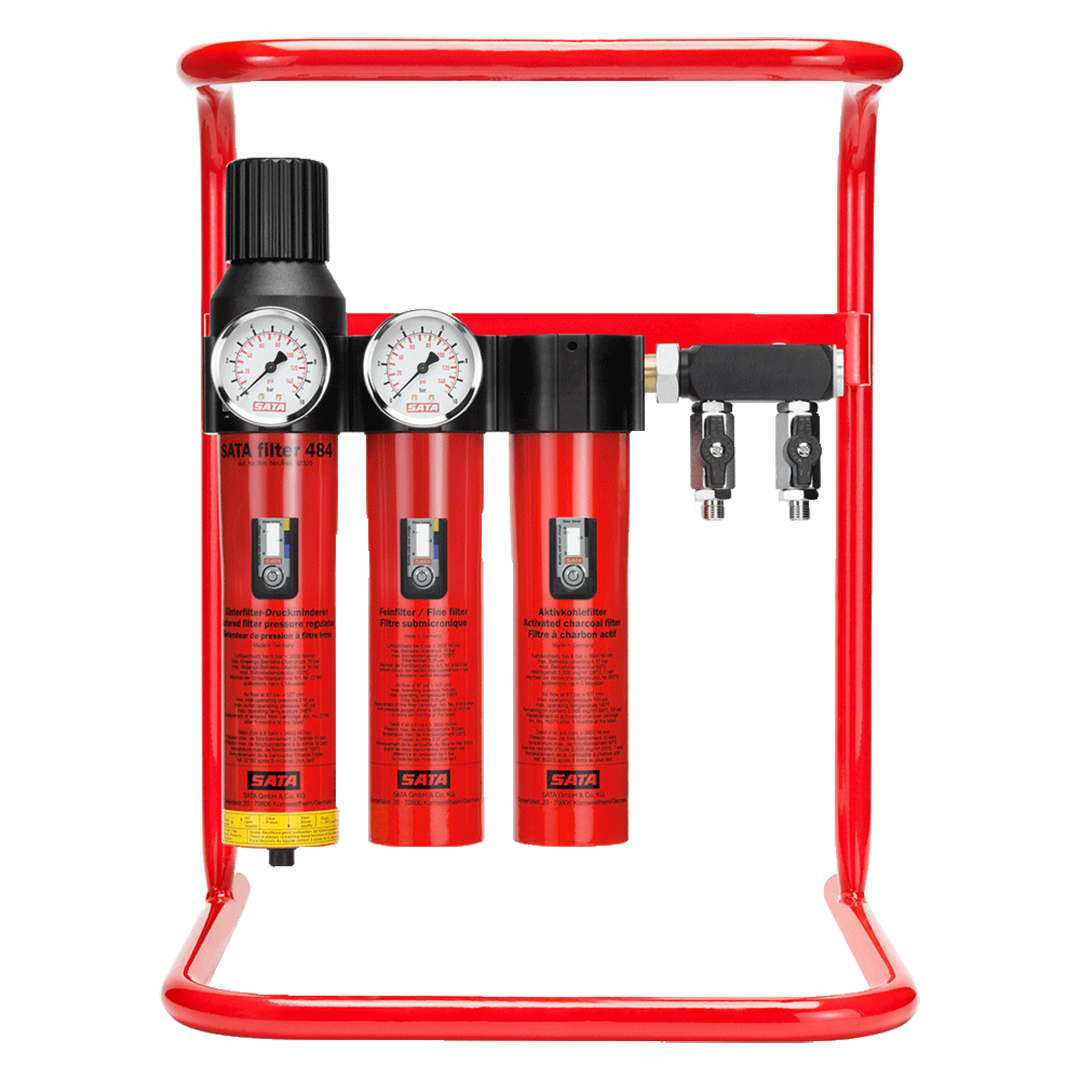 SATA filter 484 mit Tragerahmen 3-stufiger Sinter-/Fein-/Aktivkohlefilter mit Druckregler und Abgangsmodul