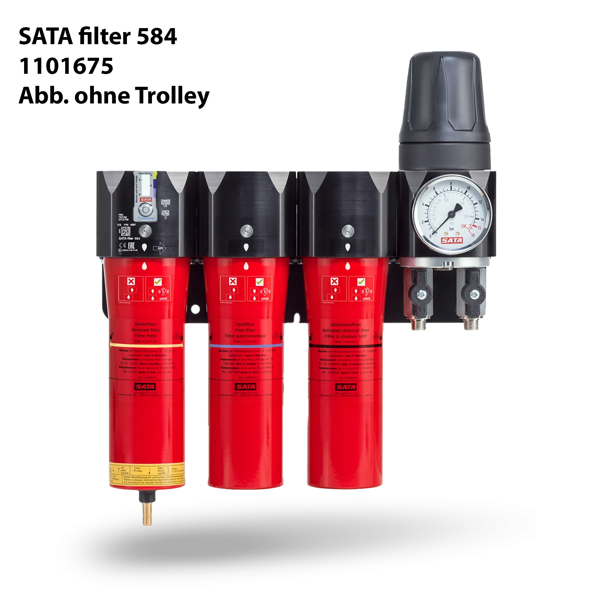 SATA filter 584 mobil 3-stufiger Sinter-/Fein-/Aktivkohlefilter, Abbildung ohne Trolley